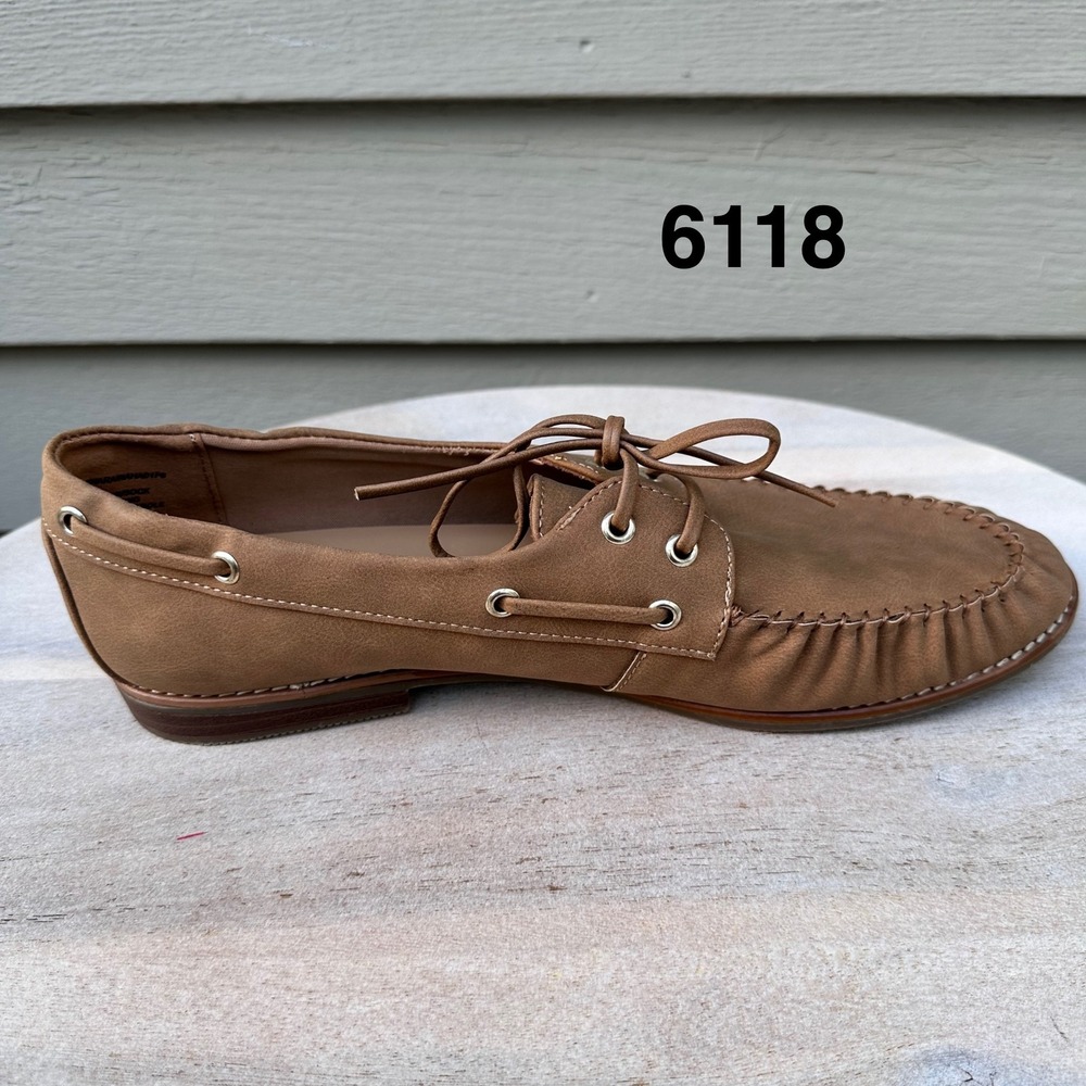 Anne Klein Nahara Boat Shoes Womens 10M Tan Excellent iFlex Loafers Moc Toe